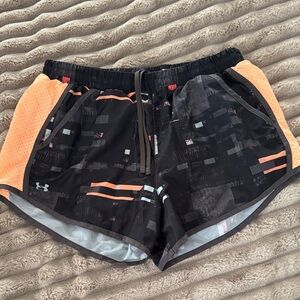 Under Armour Women's Black and Orange Athletic Shorts